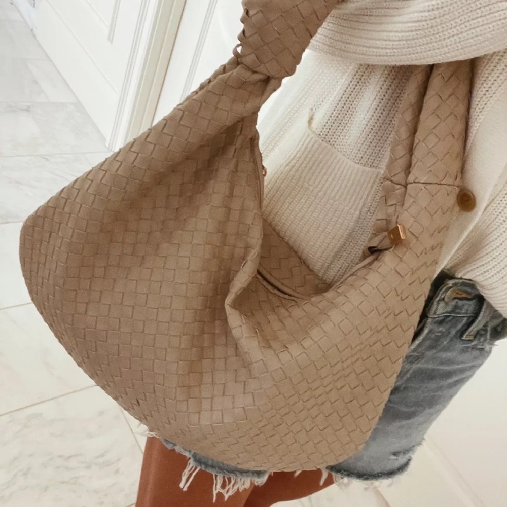 Anthropologie Tan Woven Hobo Bag